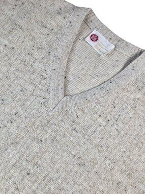 Vintage Kings Road Beige Speckled V-Neck Sweater Large Sears Mens Store Acrylic